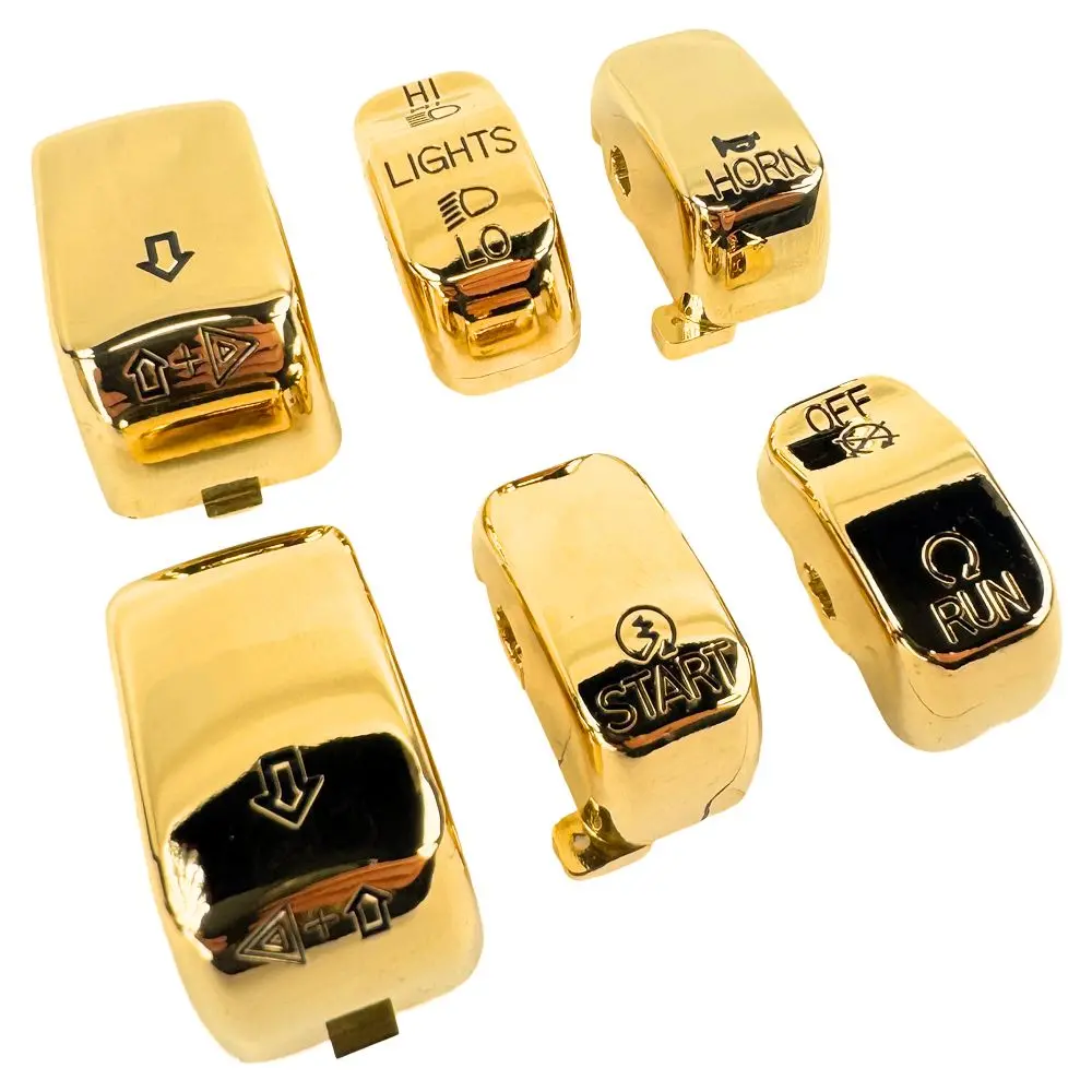Gold Switch Cap Kits - Fits Most 2000-2013 Harley Models 1