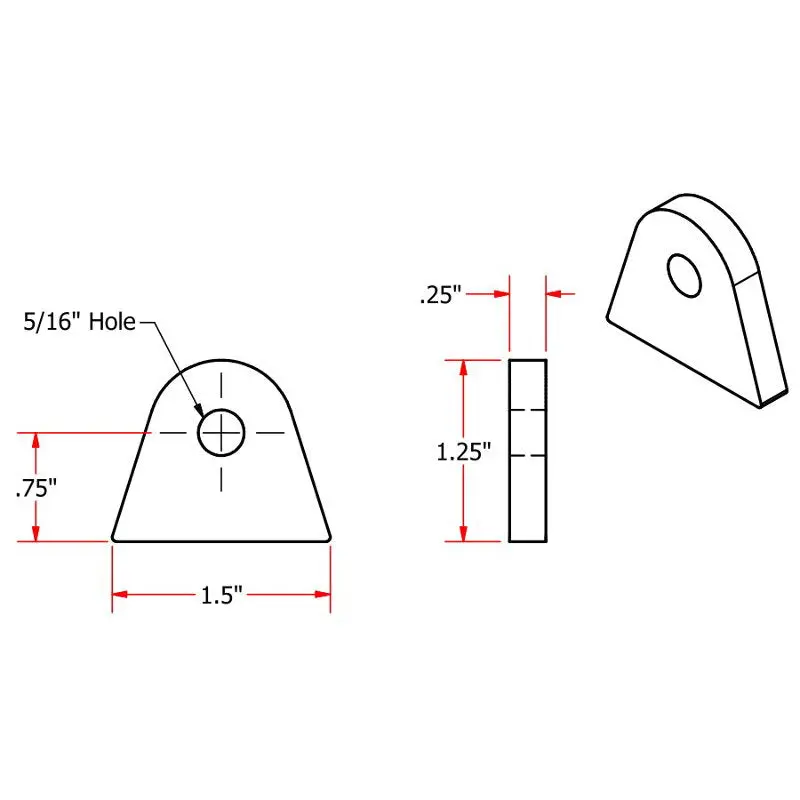 Tc Bros. 1/4″ Steel Flat Mounting Tabs 2