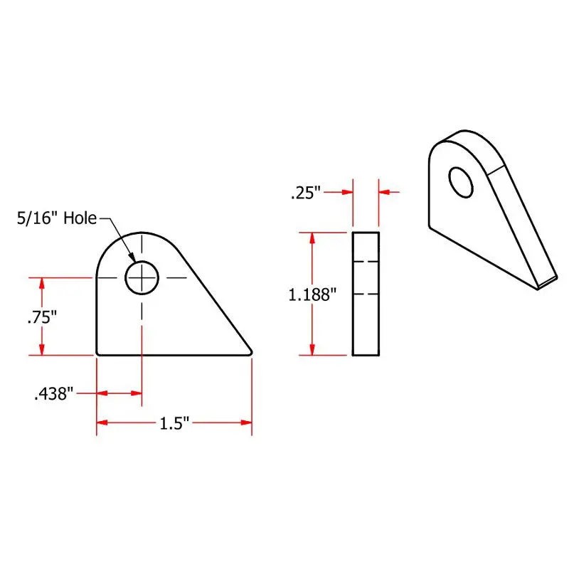 Tc Bros. 1/4″ Steel Flat Mounting Tabs 6