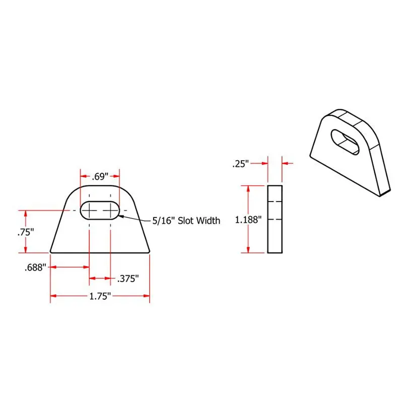 Tc Bros. 1/4″ Steel Flat Mounting Tabs 10