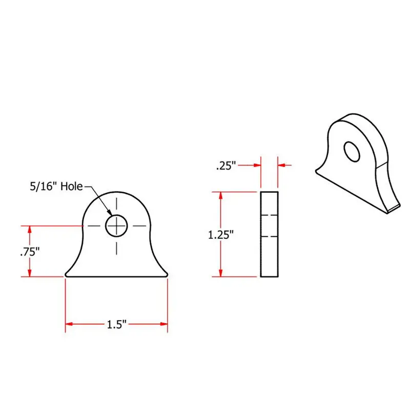 Tc Bros. 1/4″ Steel Flat Mounting Tabs 6