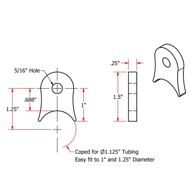 Tc Bros. 1/4″ Steel Flat Mounting Tabs 10