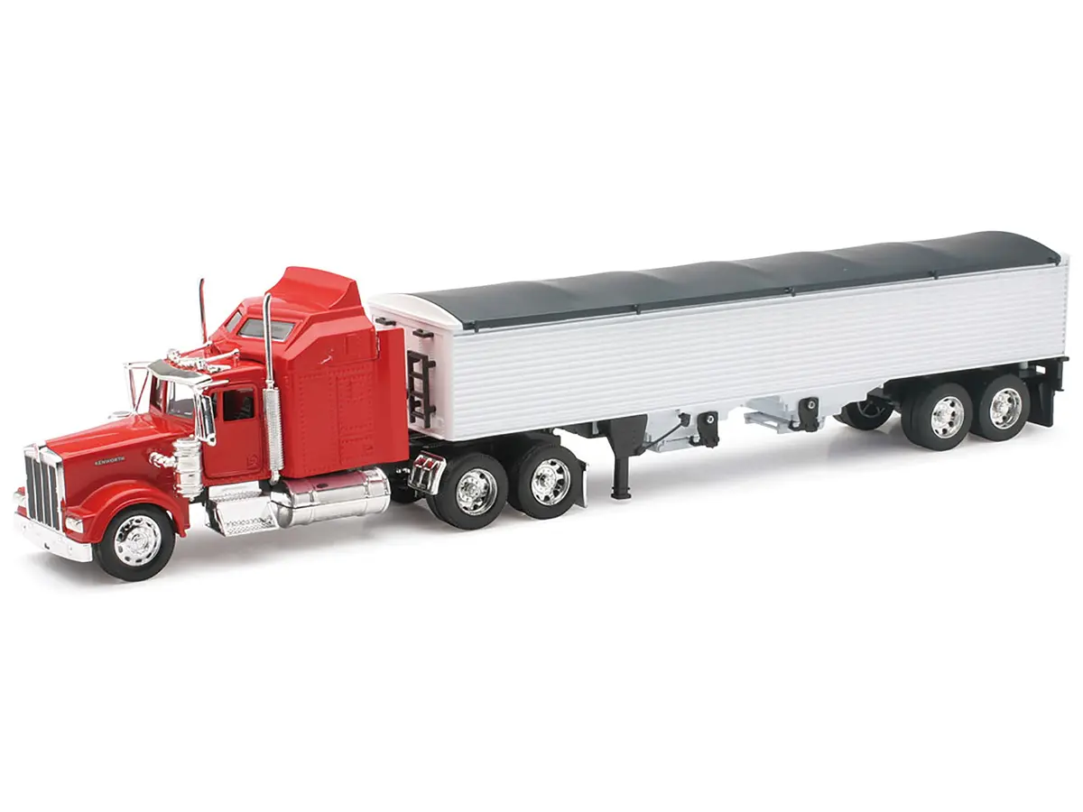 Kenworth W900 Grain Truck Red And White "Long Haul Truckers" Series 1/32 Diecast Model By New Ray 2