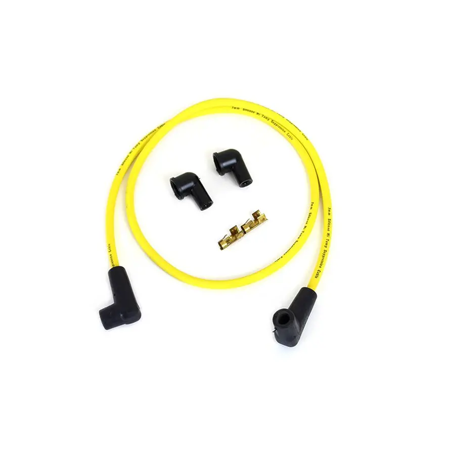 Yellow Suppression Core 7Mm Universal Spark Plug Wire Kit - Black Ends 1