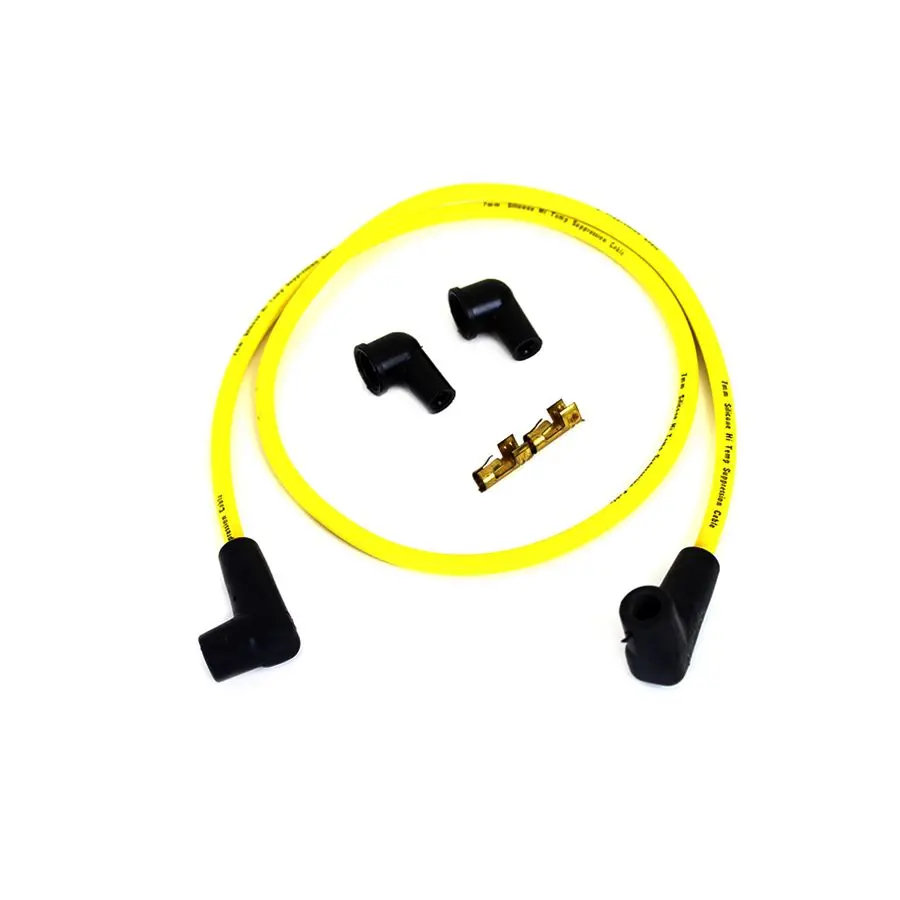 Yellow Suppression Core 7Mm Universal Spark Plug Wire Kit - Black Ends 2
