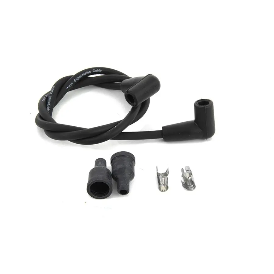 Black Suppression Core 7Mm Universal Spark Plug Wire Kit - Black Ends 1