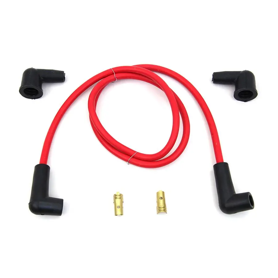 Red 7Mm Universal Spark Plug Wire Kit - Black Ends 1