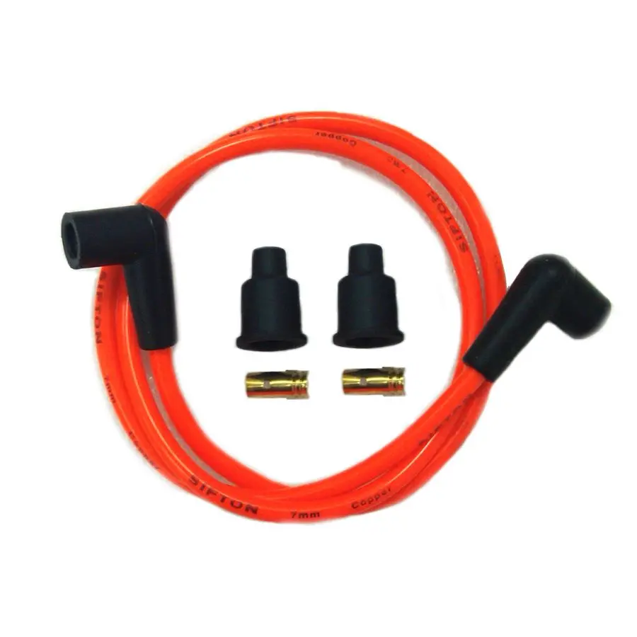 Orange 7Mm Universal Spark Plug Wire Kit - Black Ends 1