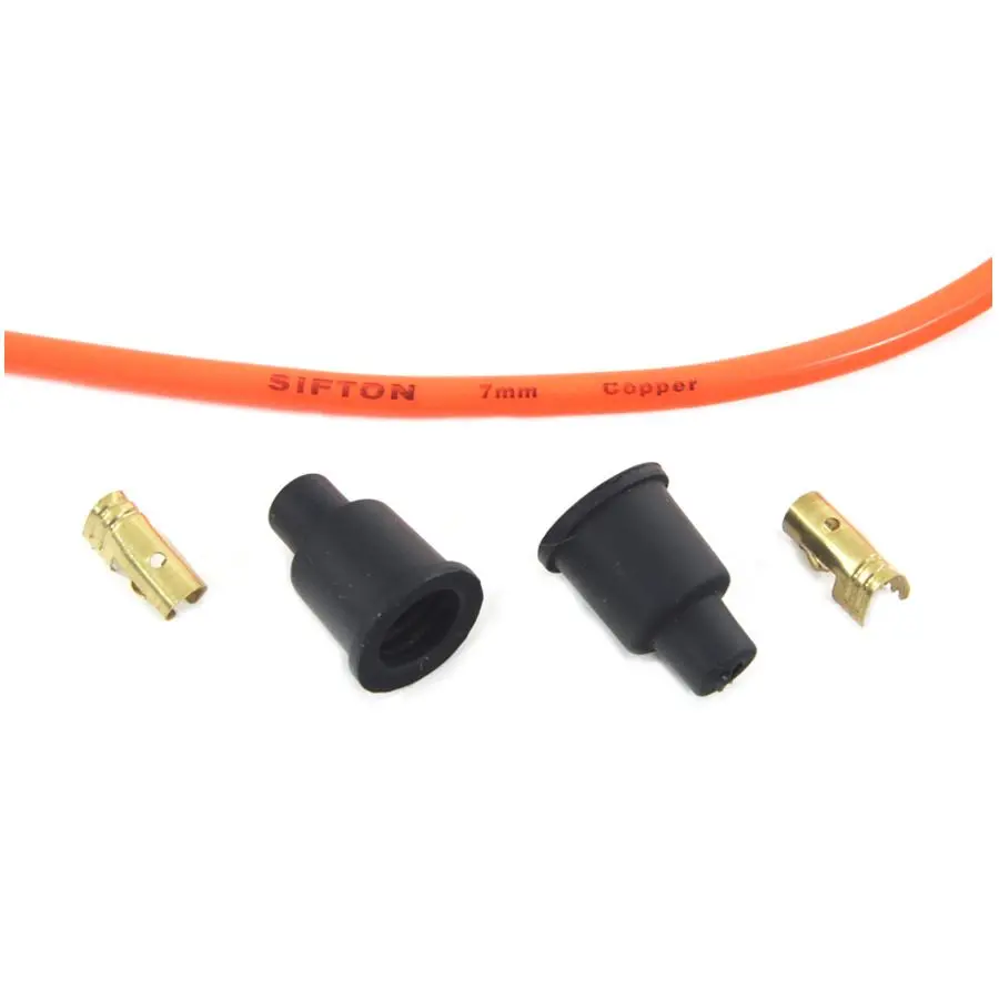 Orange 7Mm Universal Spark Plug Wire Kit - Black Ends 2