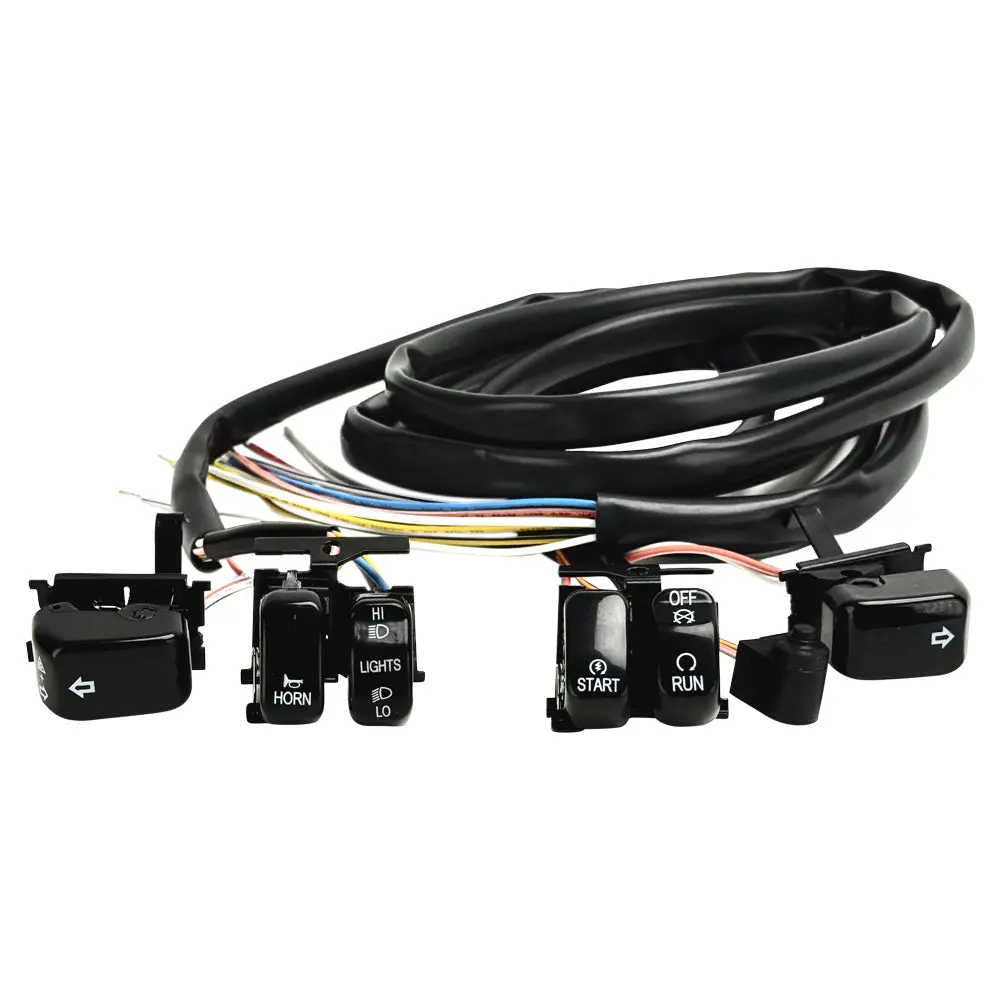 Moto Iron 8" Handlebar Wiring Extension Kit With Switches For Harley-Davidson 1996-2006 1