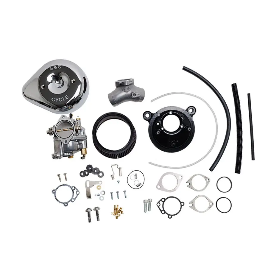 Super E Carburetor And Stealth Air Cleaner Kit, With Chrome Teardrop For 1999-2005 Big Twins 1