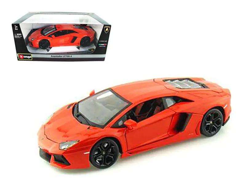 2012 Lamborghini Aventador Lp700-4 Orange 1/18 Diecast Model Car By Bburago 1