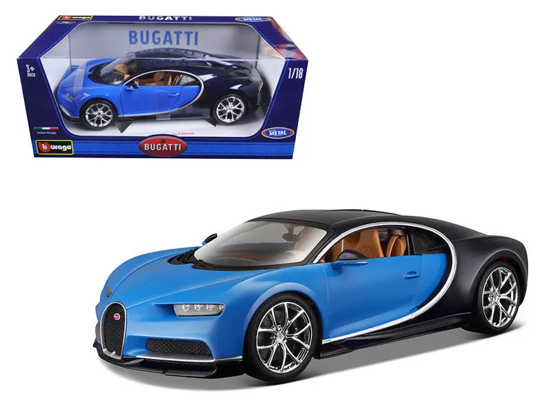 2016 Bugatti Chiron Blue 1/18 Diecast Model Car By Bburago 1
