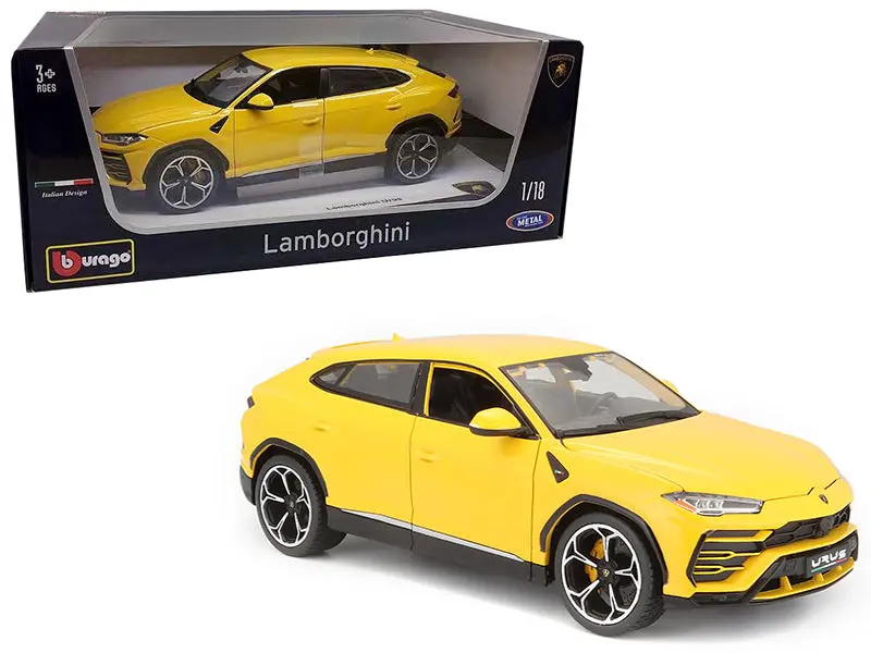Lamborghini Urus Yellow 1/18 Diecast Model Car By Bburago 1