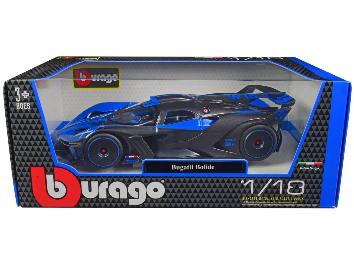 Bugatti Bolide Blue And Carbon Gray 1/18 Diecast Model Car By Bburago 1