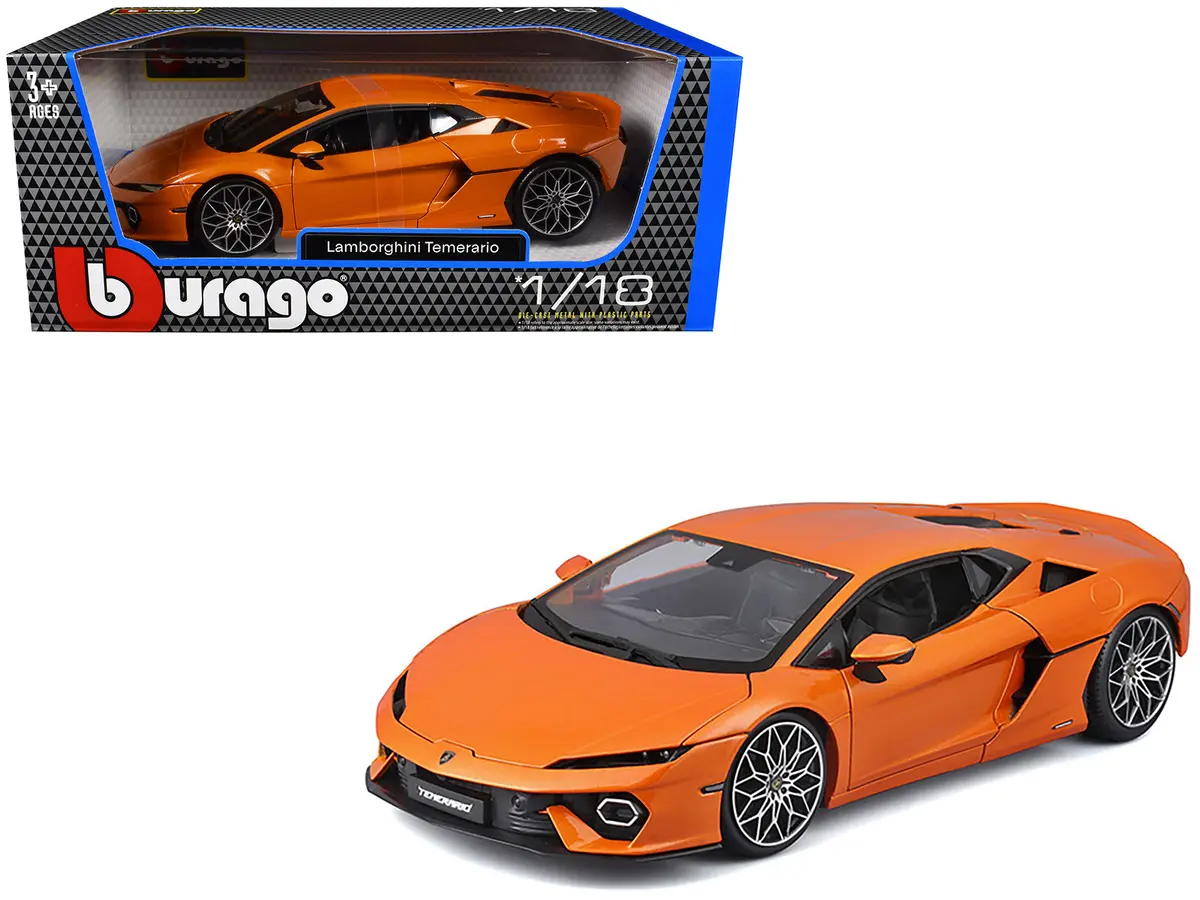 Lamborghini Temerario Orange Metallic 1/18 Diecast Model Car By Bburago 1