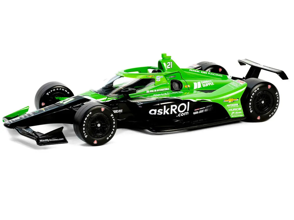 Dallara Indycar #21 Rinus Veekay "Risk On International" Ed Carpenter Racing "Ntt Indycar Series" (2024) 1/18 Diecast Model Car By Greenlight 2
