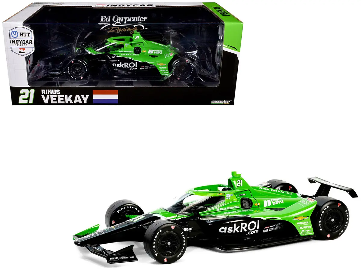 Dallara Indycar #21 Rinus Veekay "Risk On International" Ed Carpenter Racing "Ntt Indycar Series" (2024) 1/18 Diecast Model Car By Greenlight 1