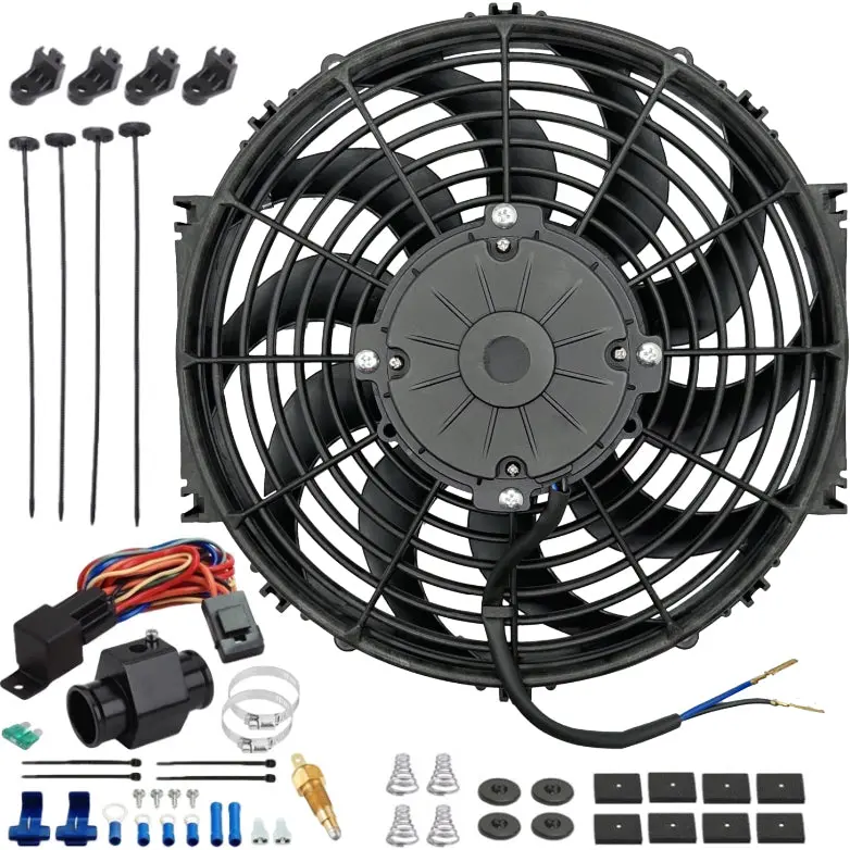 12-13 Inch 180W Electric Fans Radiator In-Hose Grounding Temp Switch Kit 1