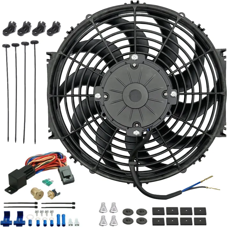 12-13 Inch 180W Electric Radiator Fan Thread-In Probe Thermostat Switch Kit 1
