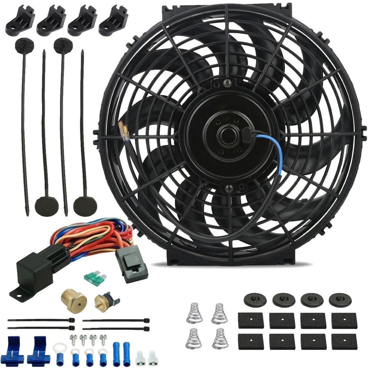 12-13 Inch 90W Electric Fan Engine Thread-In Thermostat Switch Wiring Kit 1