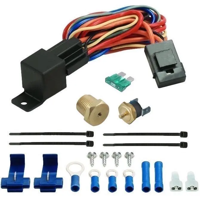 12-13 Inch 90W Electric Fan Engine Thread-In Thermostat Switch Wiring Kit 3