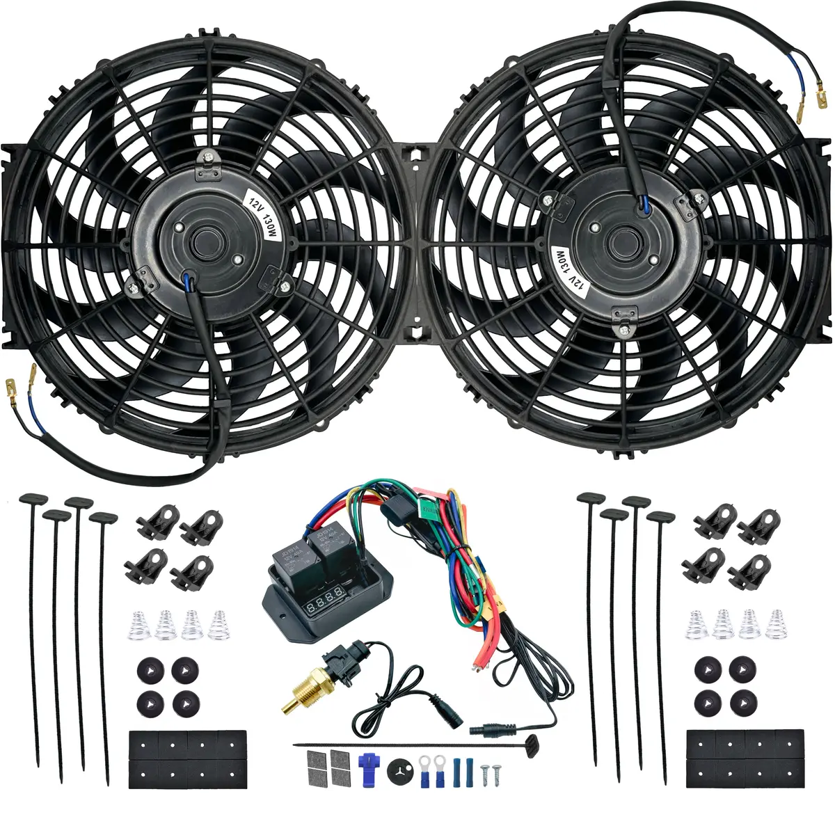Dual 12-13 Inch 130W Electric Fan Digital Adjustable Temperature Switch Controller 1