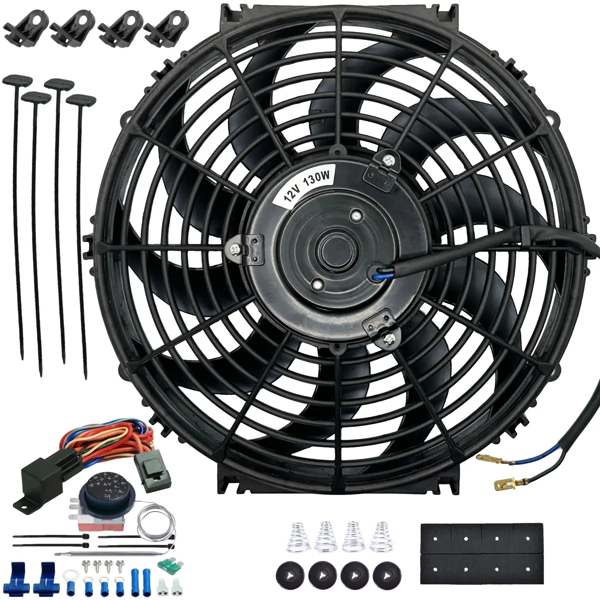 12-13 Inch 130W Electric Radiator Fan Adjustable Temperature Controller Kit 1