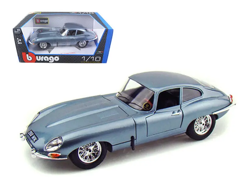 1961 Jaguar E Type Coupe Metallic Blue 1/18 Diecast Model Car By Bburago 1