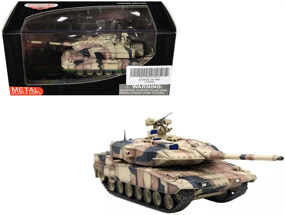 Leopard 2 A7+ Main Battle Tank "Desert Camouflage" German Army "Armor Premium" Series 1/72 Diecast Model By Panzerkampf 1