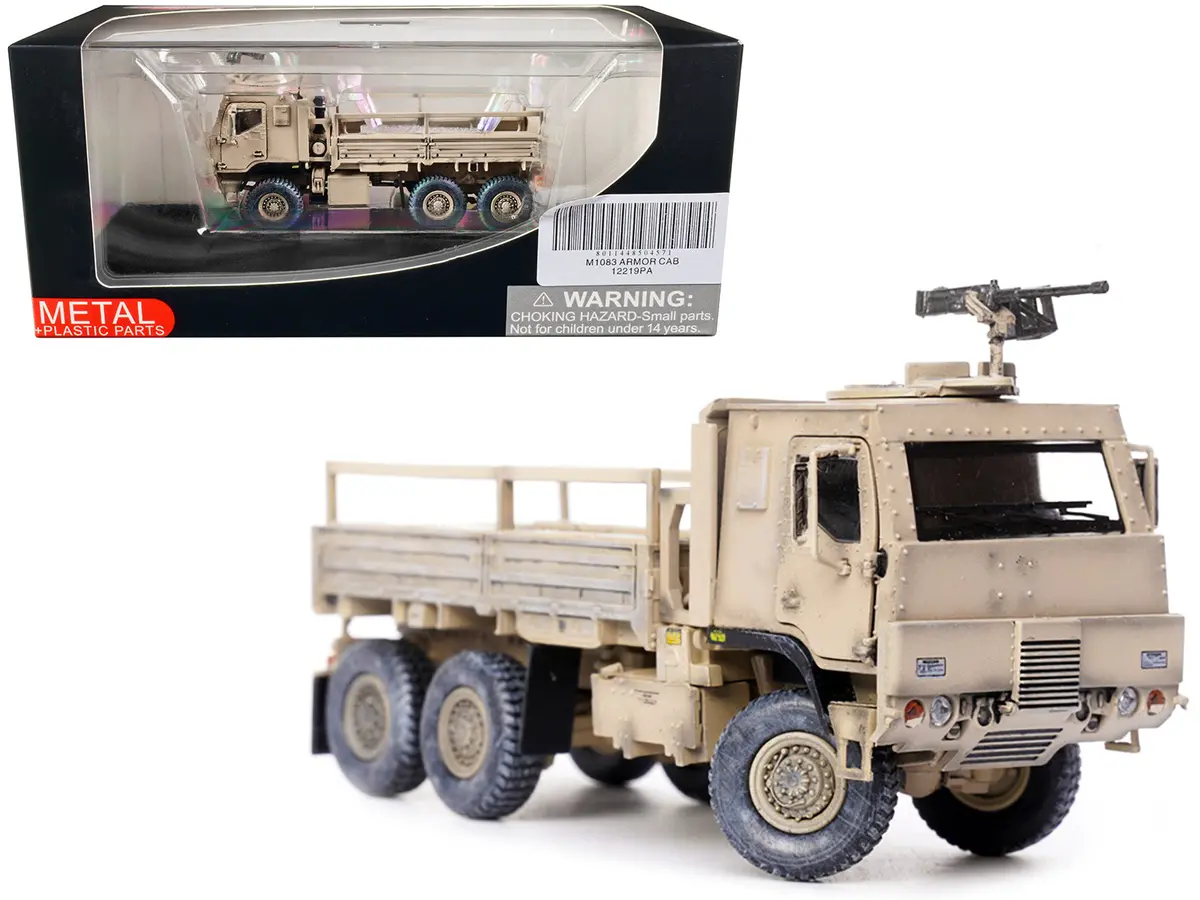 M1083 Mtv (Medium Tactical Vehicle) Armored Cab Cargo Truck With Turret Desert Camouflage "Us Army" "Armor Premium" Series 1/72 Diecast Model By Panzerkampf 1
