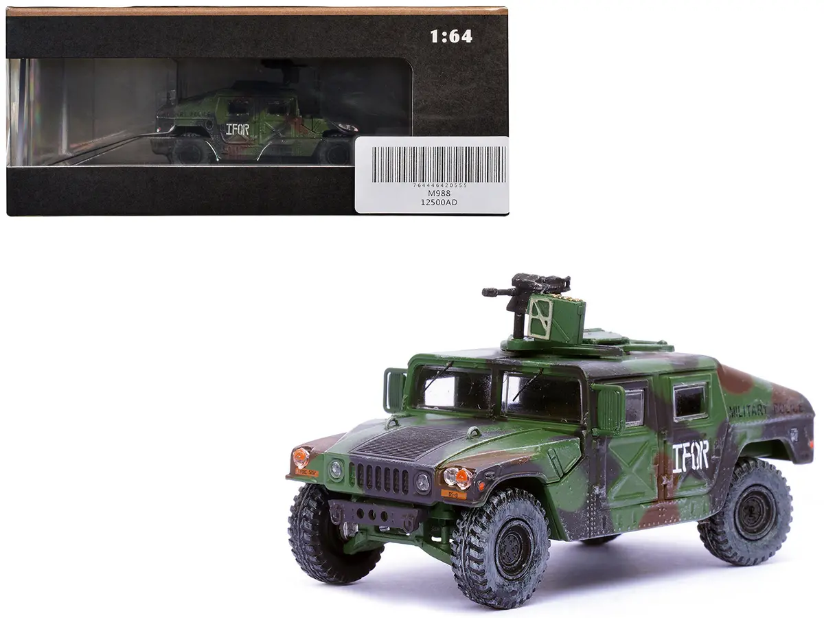 M988 Modern 4×4 Utility Vehicle With Grenade Launcher Camouflage "Military Police 65Th Company 519Th Mp Battalion Ifor Hq Arrc Forward Brcko Bosnia And Herzegovina" (1996) "Military Miniature" Series 1/64 Diecast Model By Panzerkampf 1