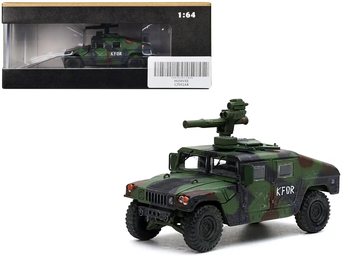 M1046 Humvee Tow Missile Carrier Green Camouflage "3Rd Battalion 8Th Marine Regiment Kosovo Force (Kfor)" (1999) "Military Miniature" Series 1/64 Diecast Model By Panzerkampf 1