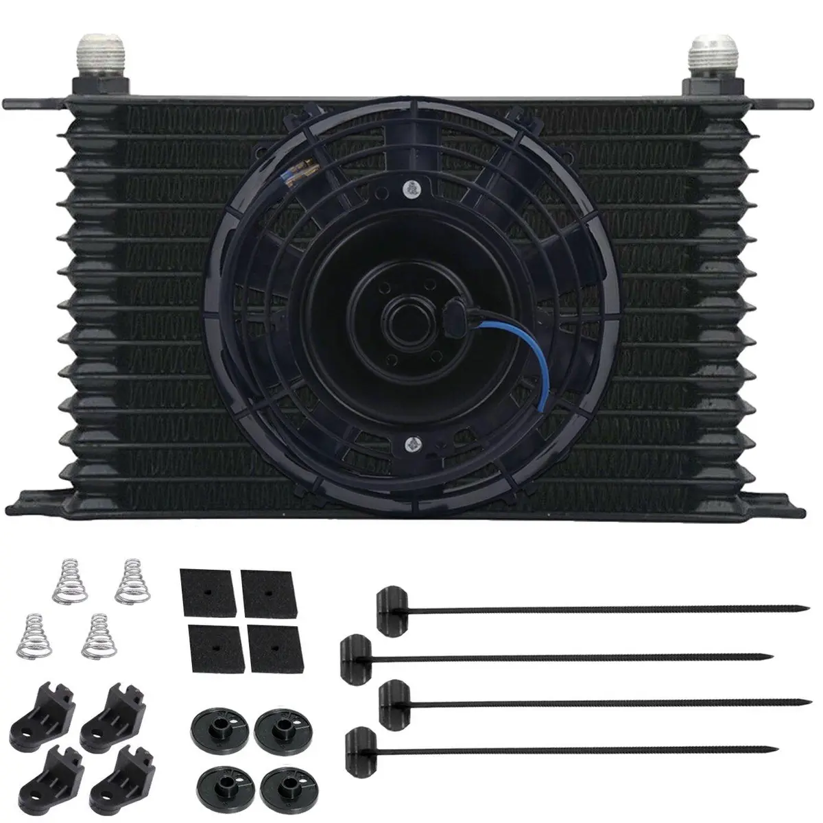 13 Row Engine Transmission Oil Cooler 6-10An Hose Fittings Electric Fan Kit 1