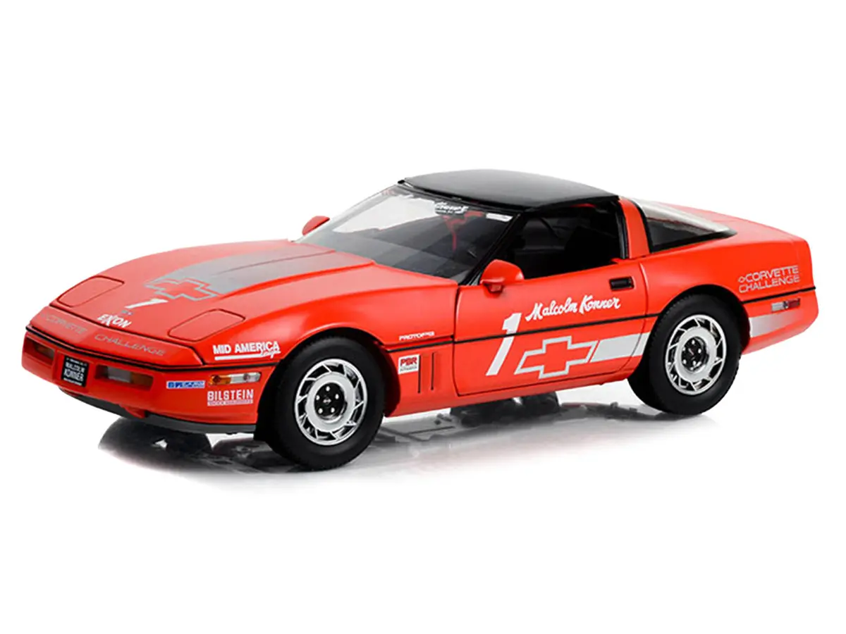 1988 Chevrolet Corvette C4 #1 Malcolm Konner "Corvette Challenge Race Car" Red With Black Top 1/18 Diecast Model Car By Greenlight 2
