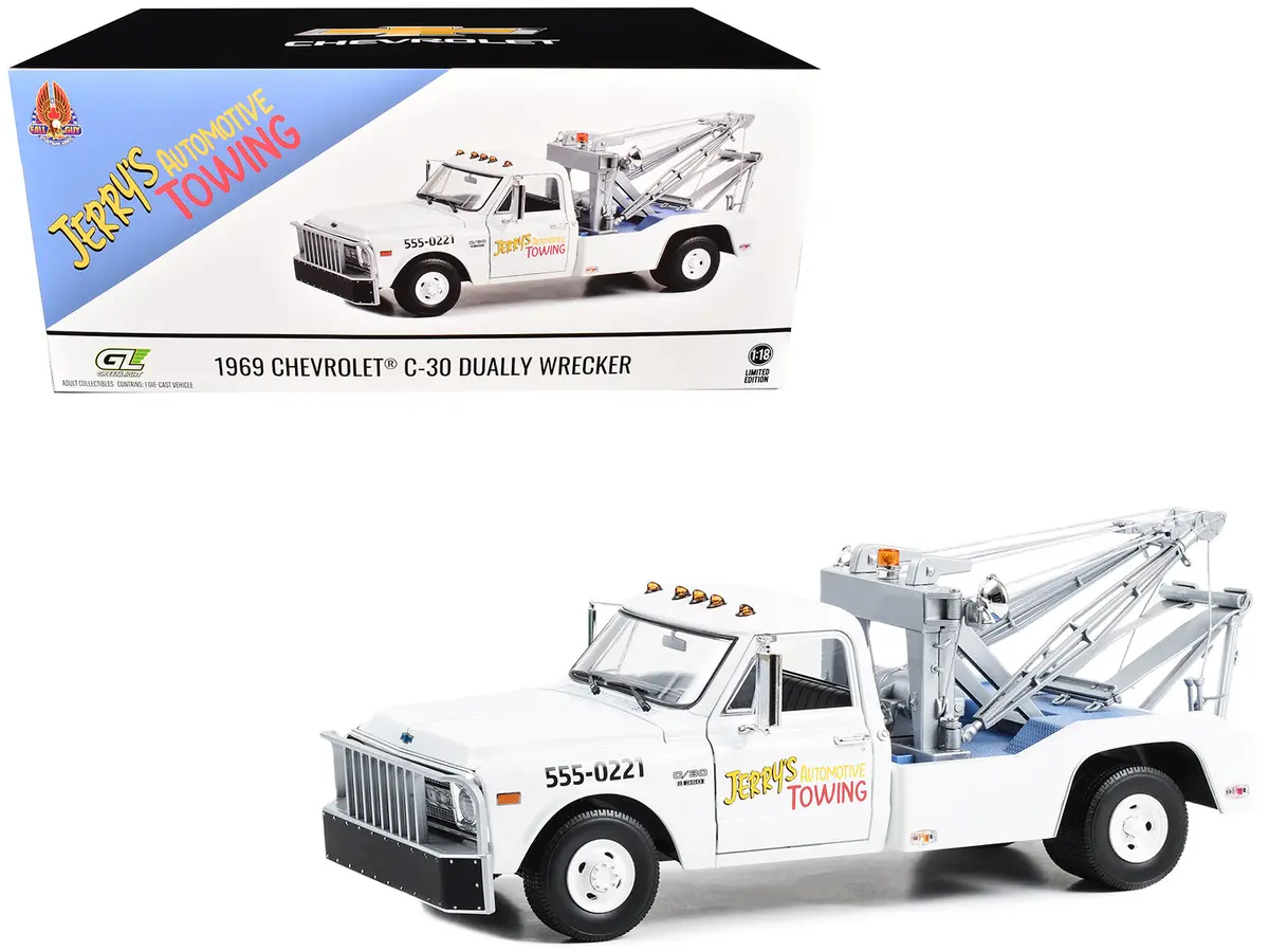 1969 Chevrolet C-30 Dually Wrecker Jerry’S Towing "Fall Guy Stuntman Association" "The Fall Guy" (1981-1986) Tv Series 1/18 Diecast Model By Greenlight 1