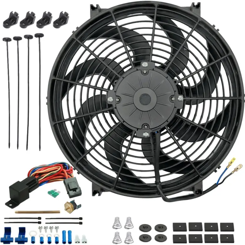14-15 Inch 180W Electric Cooling Fan Push-In Probe Thermostat Switch Kit 1