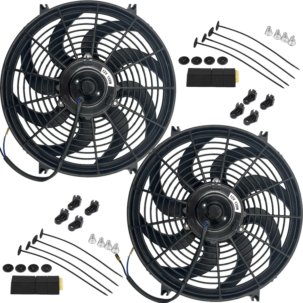 Dual 14-15 Inch 130 Watt Motor Reversible Engine Radiator Electric Fans 1