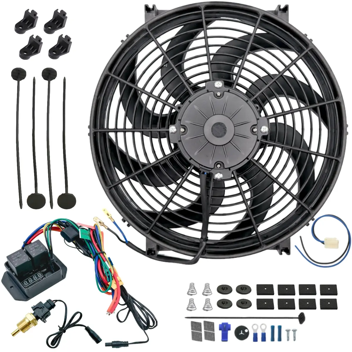 14-15 Inch 180W Electric Fan Digital Adjustable Npt Thermostat Temp Switch Kit 1