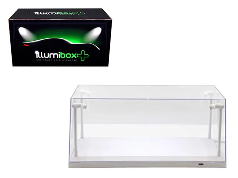 Collectible Acrylic Display Case With Led Lights And White Base For 1/18 And 1/24 Diecast Models By Illumibox 1
