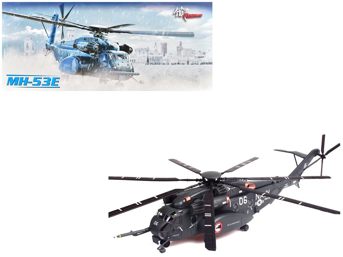Sikorsky Mh-53E Sea Dragon Helicopter "United States Navy Blackhawks Tail Number 06" Dark Gray 1/72 Diecast Model By Panzerkampf 1