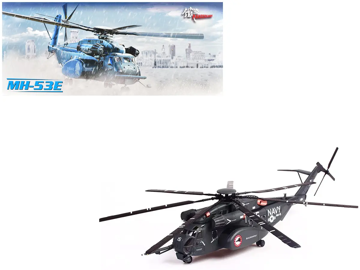 Sikorsky Mh-53E Sea Dragon Helicopter "United States Navy Blackhawks Tail Number 15" Dark Gray 1/72 Diecast Model By Panzerkampf 1