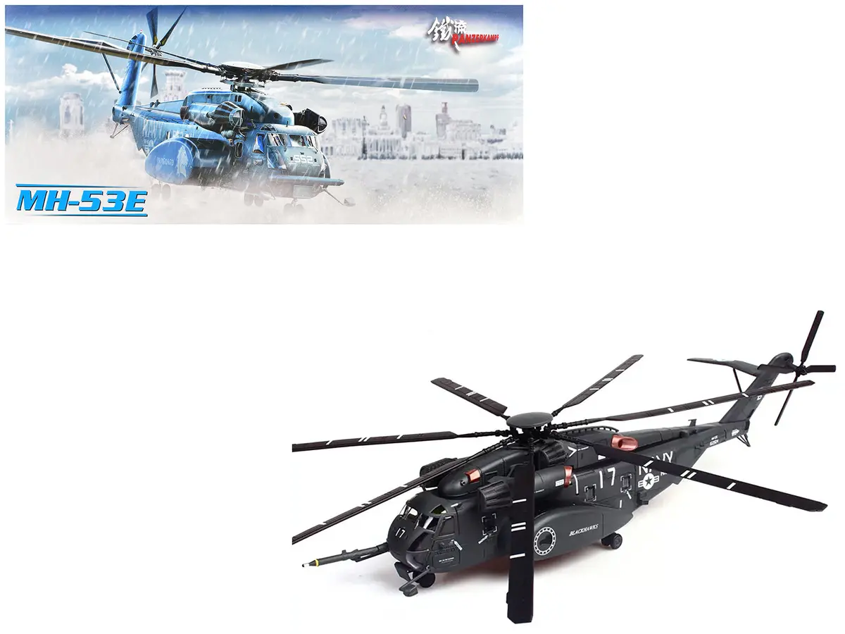 Sikorsky Mh-53E Sea Dragon Helicopter "United States Navy Blackhawks Tail Number 17" Dark Gray 1/72 Diecast Model By Panzerkampf 1