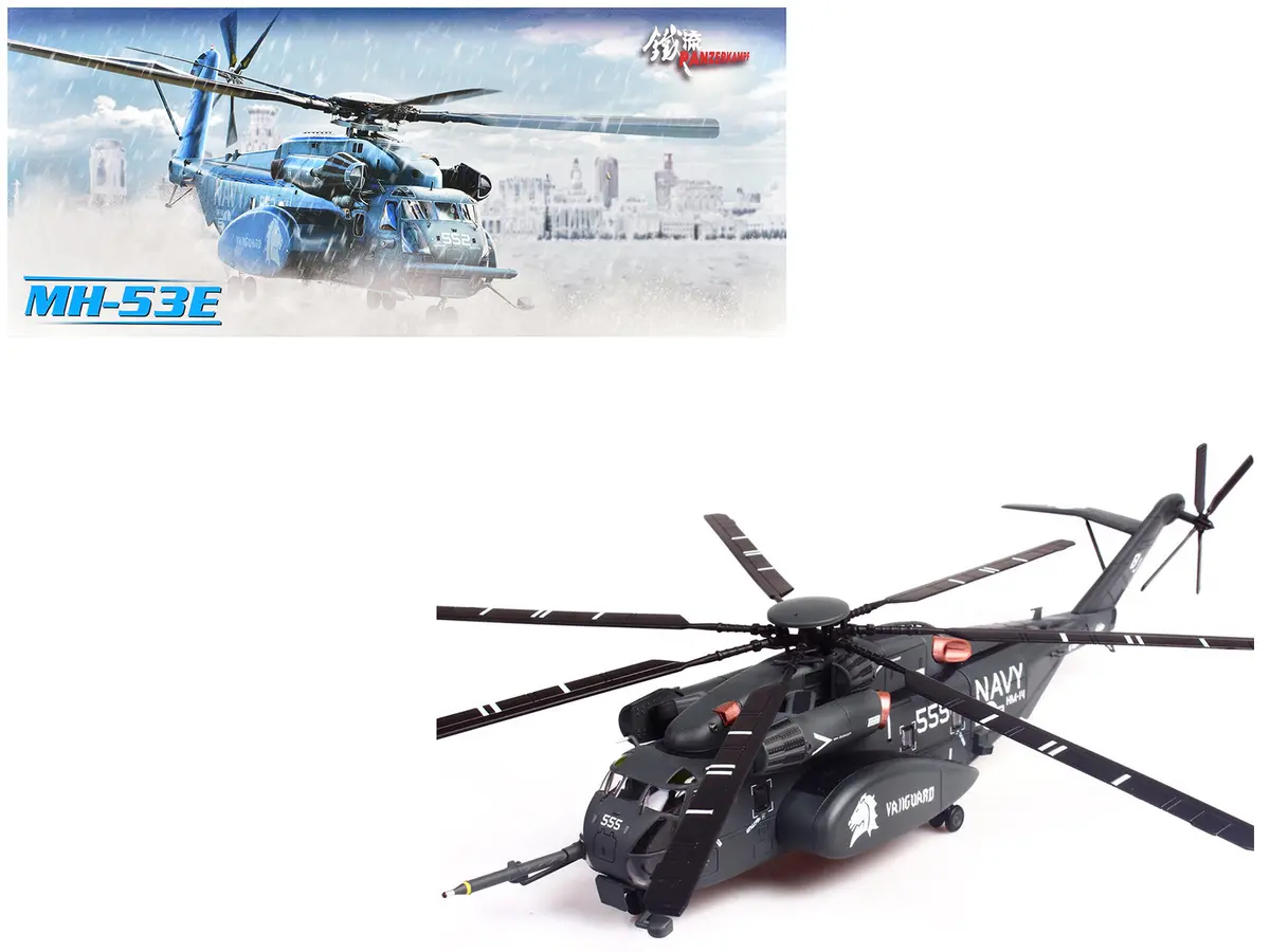 Sikorsky Mh-53E Sea Dragon Helicopter "United States Navy Vanguard Tail Number 555" Dark Gray 1/72 Diecast Model By Panzerkampf 1