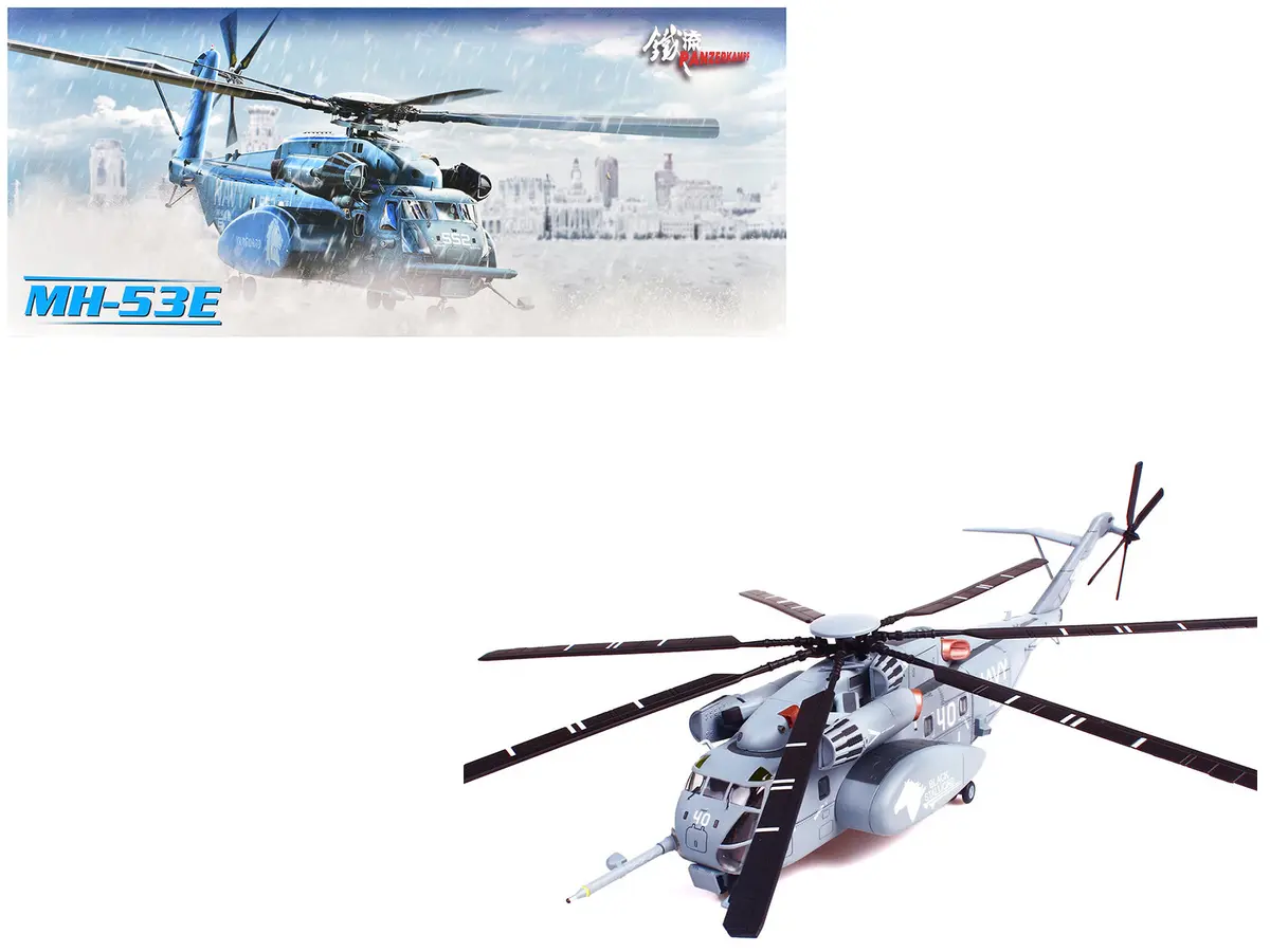 Sikorsky Mh-53E Sea Dragon Helicopter "United States Navy Black Stallions Tail Number 40" Light Gray 1/72 Diecast Model By Panzerkampf 1