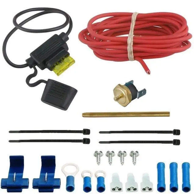 Electric Radiator Fan Push Probe Temperature Thermostat Wiring Kit 1