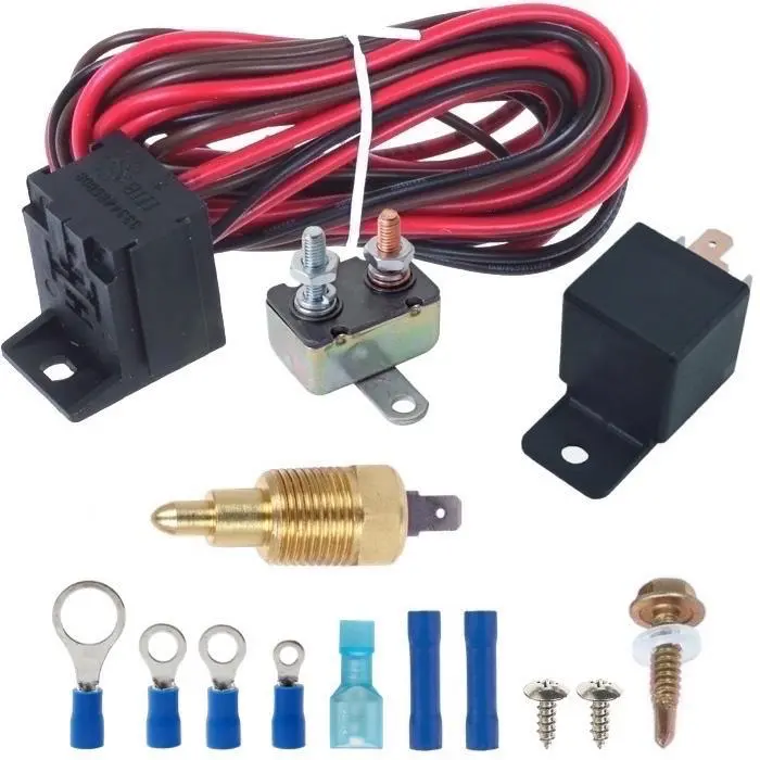 Electric Fan Npt Grounding Thermostat Temperature Switch Relay Wiring Kit 1