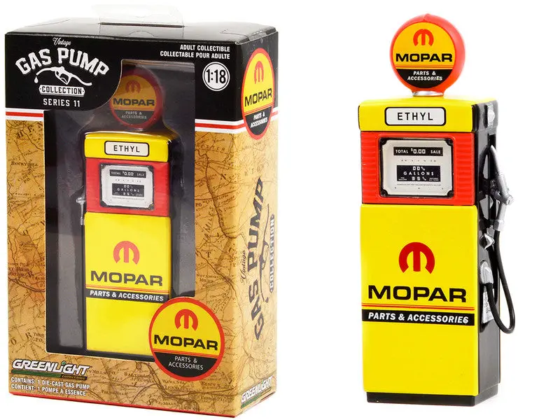 1951 Wayne 505 Gas Pump "Mopar Parts & Accessories" Yellow "Vintage Gas Pumps" Series #11 1/18 Diecast Model By Greenlight 1