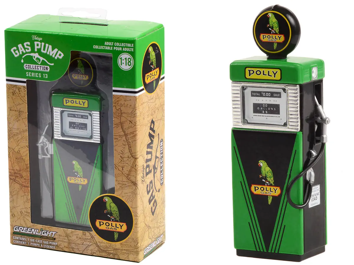 1951 Wayne 505 Gas Pump "Polly Gas" Green And Black "Vintage Gas Pumps" Series #13 1/18 Diecast Model By Greenlight 1