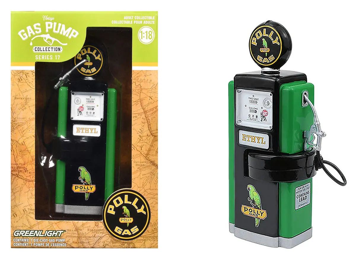 1948 Wayne 100-A Gas Pump "Polly Gas" Black And Green "Vintage Gas Pumps" Series 17 1/18 Diecast Replica By Greenlight 1
